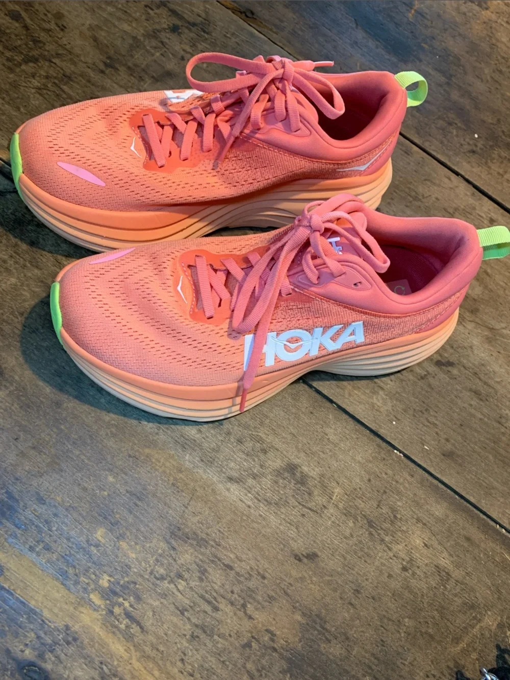 Like New Hoka Bondi 8 Coral/Papaya Running Shoes - Picture 1 of 11